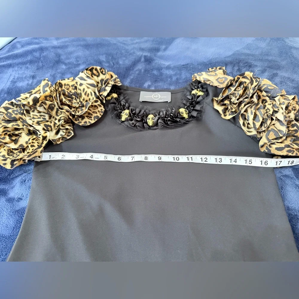 MCQ Alexander McQueen ruffled cheetah animal print sleeves top small - Picture 5 of 6